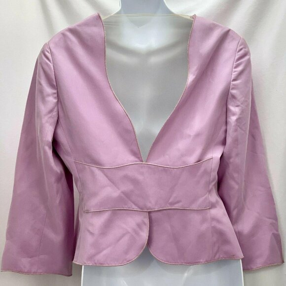 Elegant Giorgio Armani Women's Silk Blazer With 3/4 Sleeves & Illusion Back - Picture 2 of 8